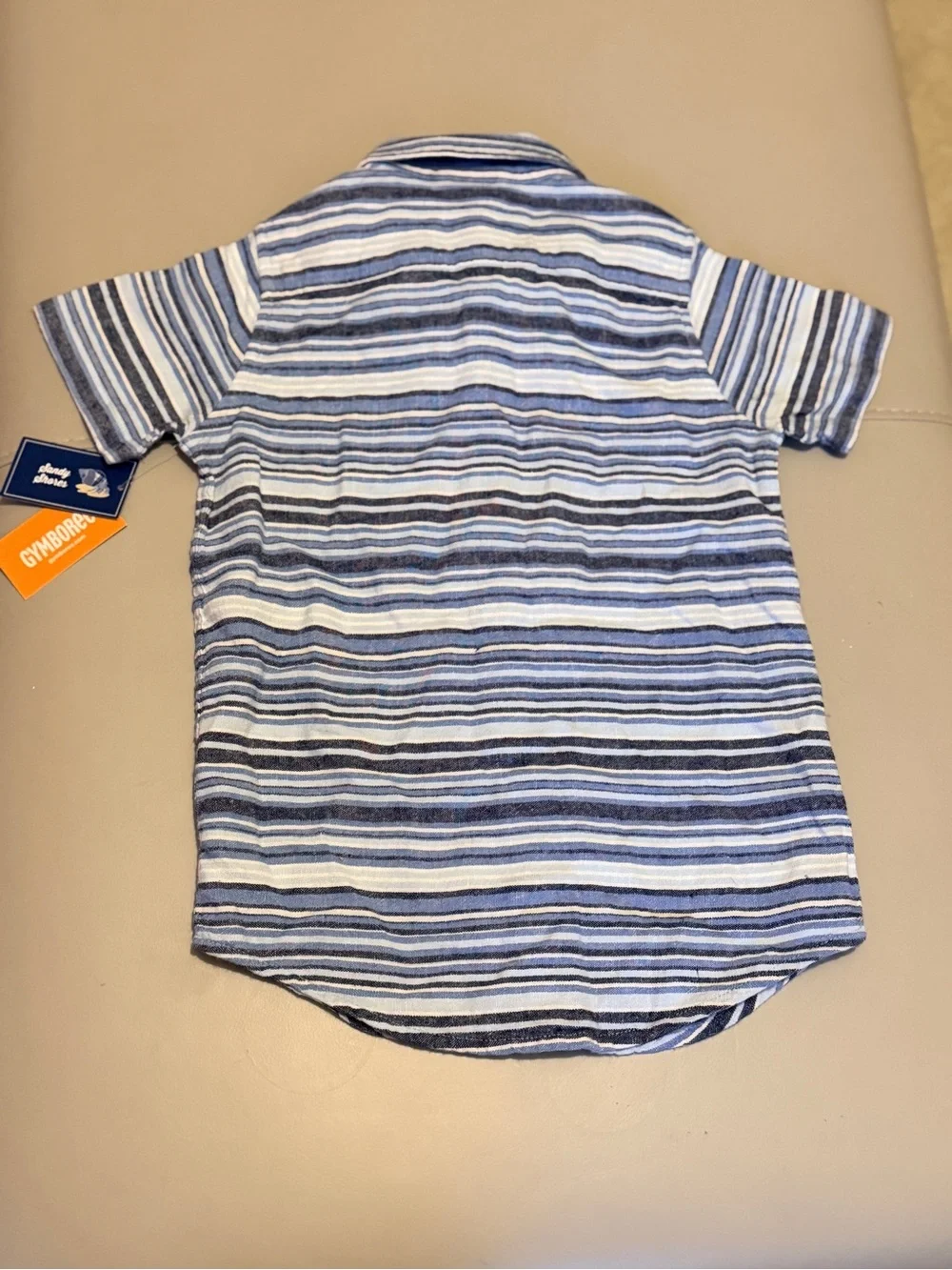 Gymboree Blue and White Striped Short-Sleeve Button-Down Shirt